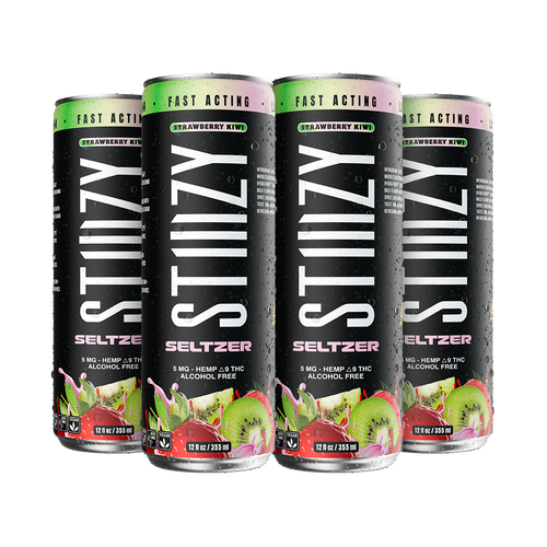 STIIIZY Strawberry Kiwi THC Seltzer 4-pack, 12 oz cans with 5mg hemp-derived Delta-9 THC