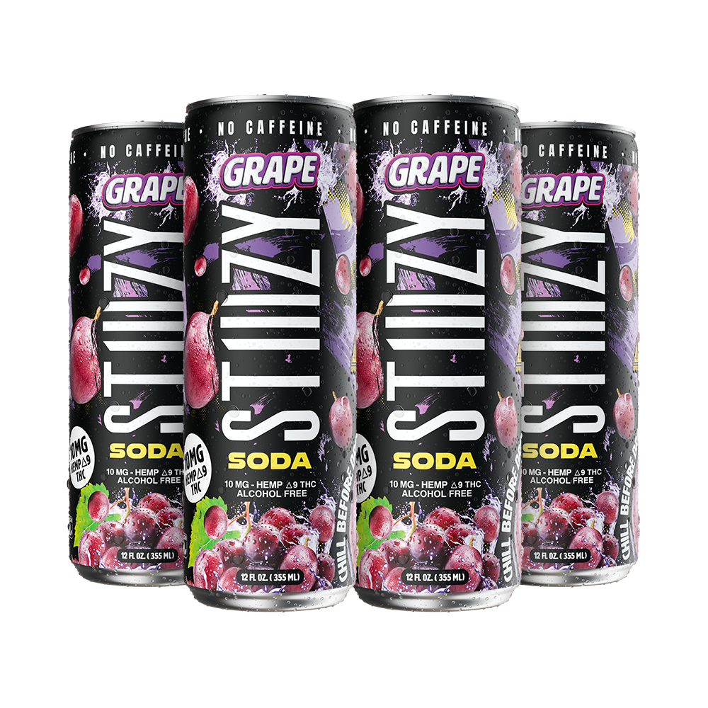 STIIIZY Grape THC Soda 4-pack, 12 oz cans with 10mg hemp-derived Delta-9 THC