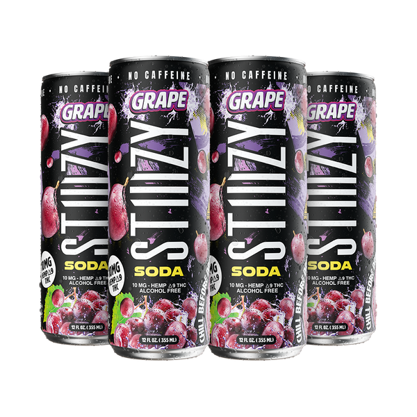 STIIIZY Grape THC Soda 4-pack, 12 oz cans with 10mg hemp-derived Delta-9 THC
