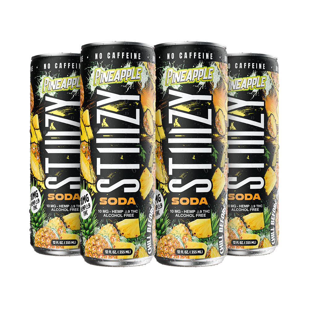 STIIIZY Pineapple THC Soda 4-pack, 12 oz cans with 10mg hemp-derived Delta-9 THC