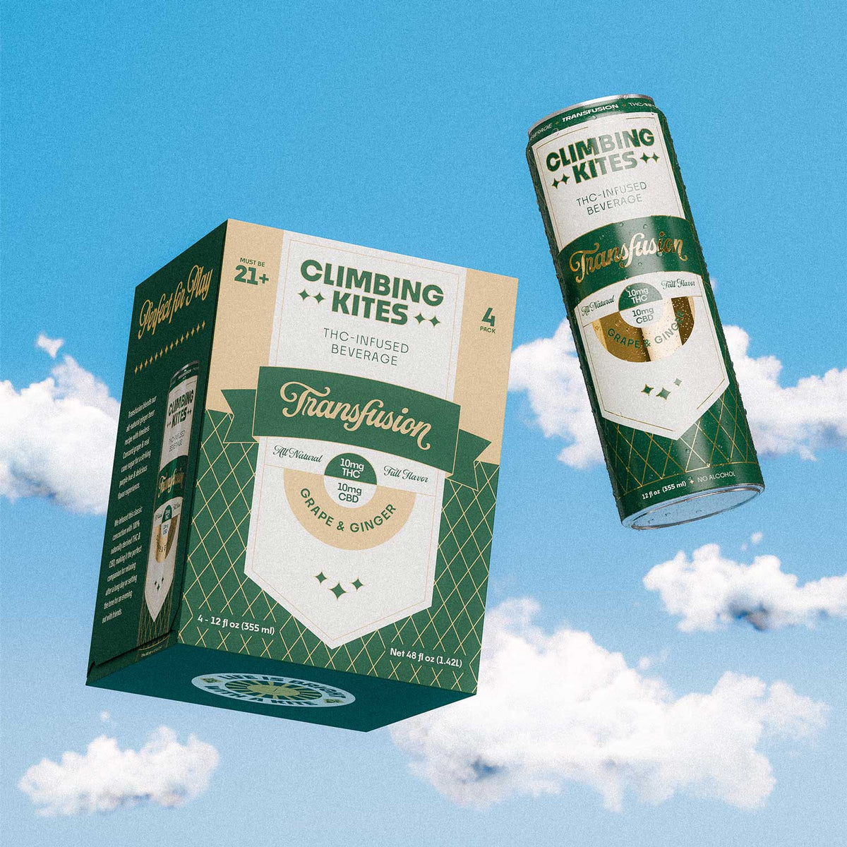 Climbing Kites Transfusion 10mg THC hemp-derived sparkling seltzer 16 oz can