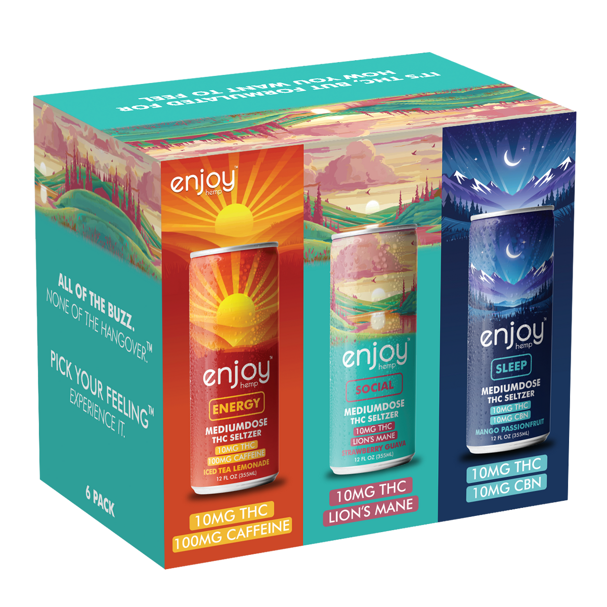Enjoy Hemp 10mg THC Seltzer Functional Variety Pack — Energy, Social, Sleep