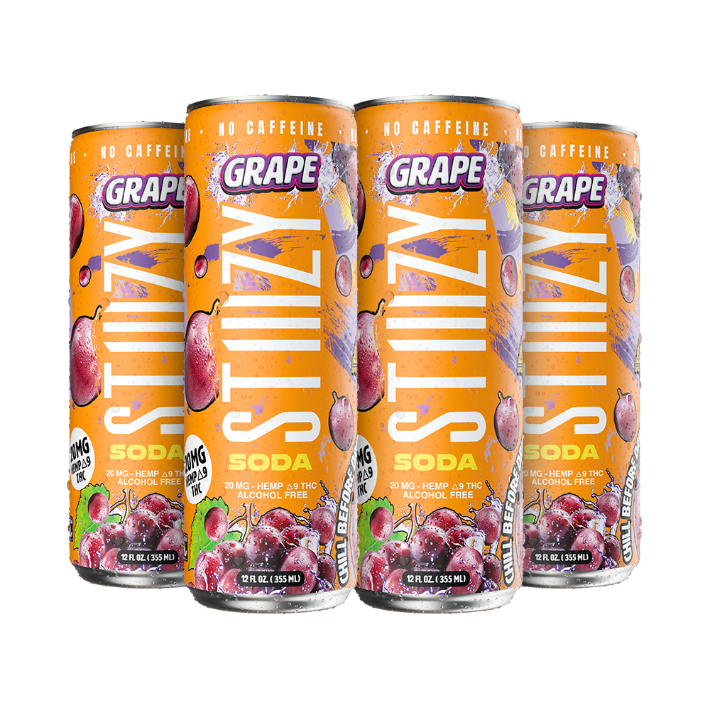 STIIIZY Grape THC Soda 4-pack, 12 oz cans with 20mg hemp-derived Delta-9 THC