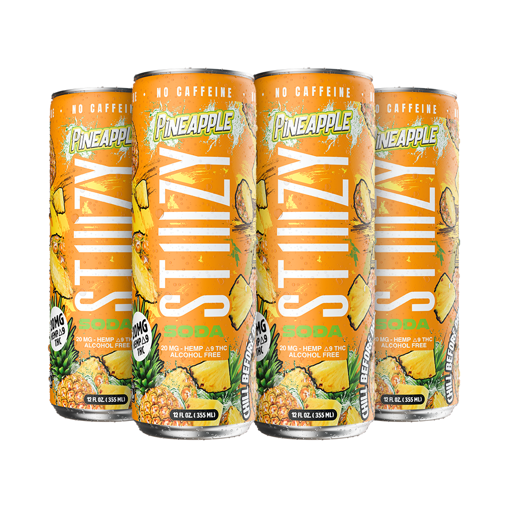 STIIIZY Pineapple THC Soda 4-pack, 12 oz cans with 20mg hemp-derived Delta-9 THC