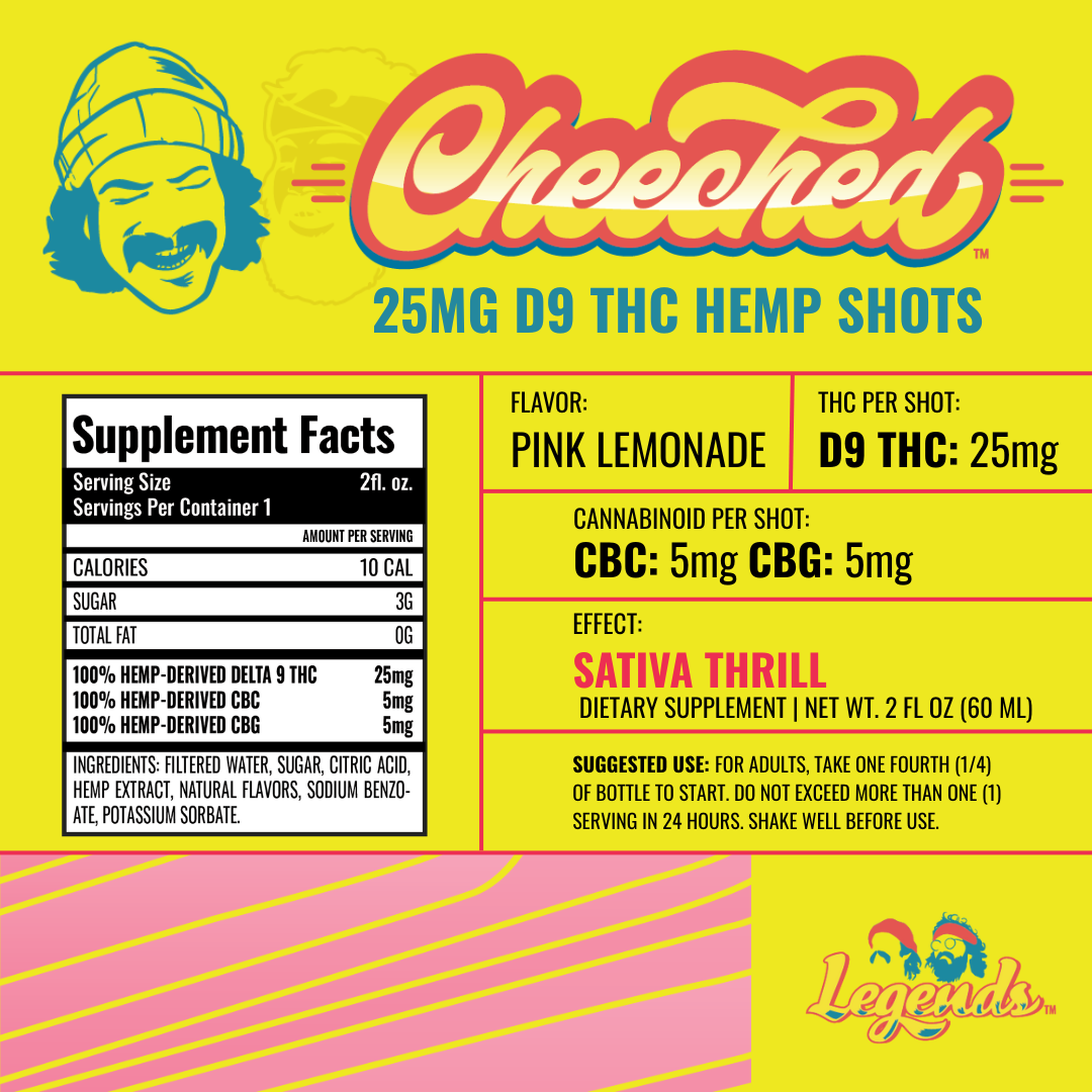 Cheech & Chong Legends Sativa THC Shot 25mg dose graphic