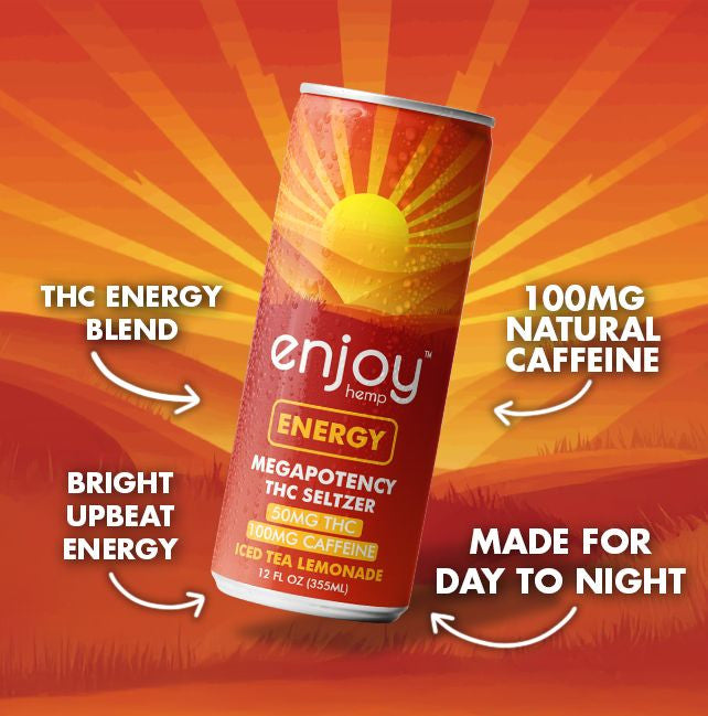 Enjoy Hemp 50mg THC + 100mg Caffeine Energy Seltzer — Iced Tea Lemonade