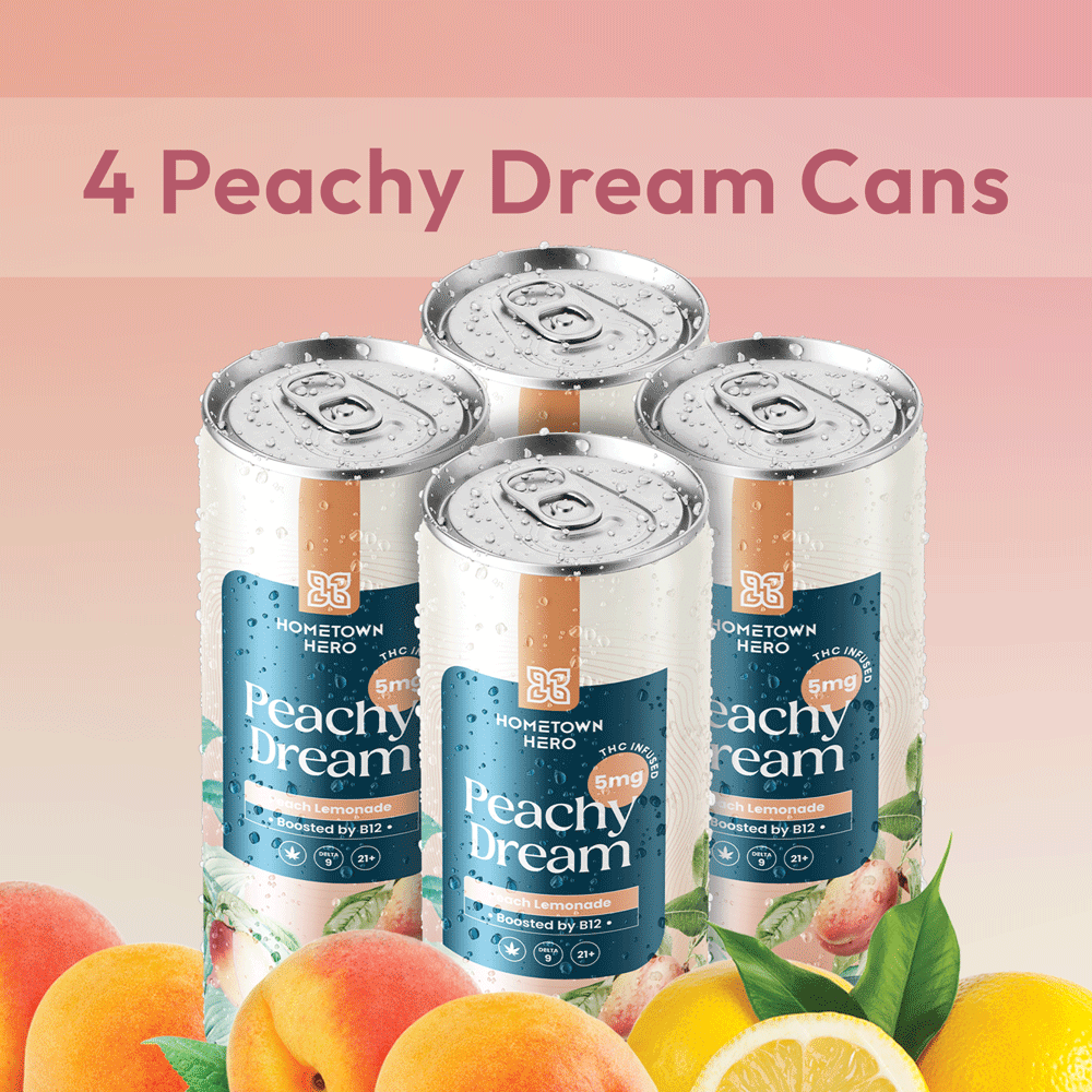 Peachy Dream THC lemonade comes four cans per pack