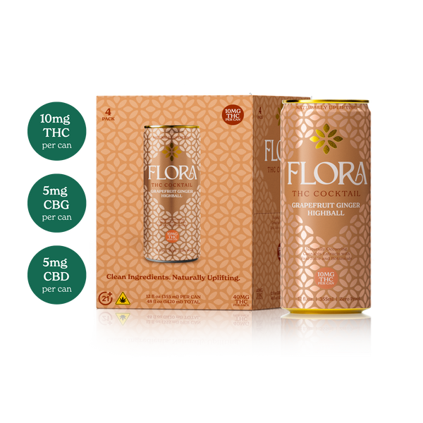 FLORA 10mg Grapefruit Ginger 4-pack