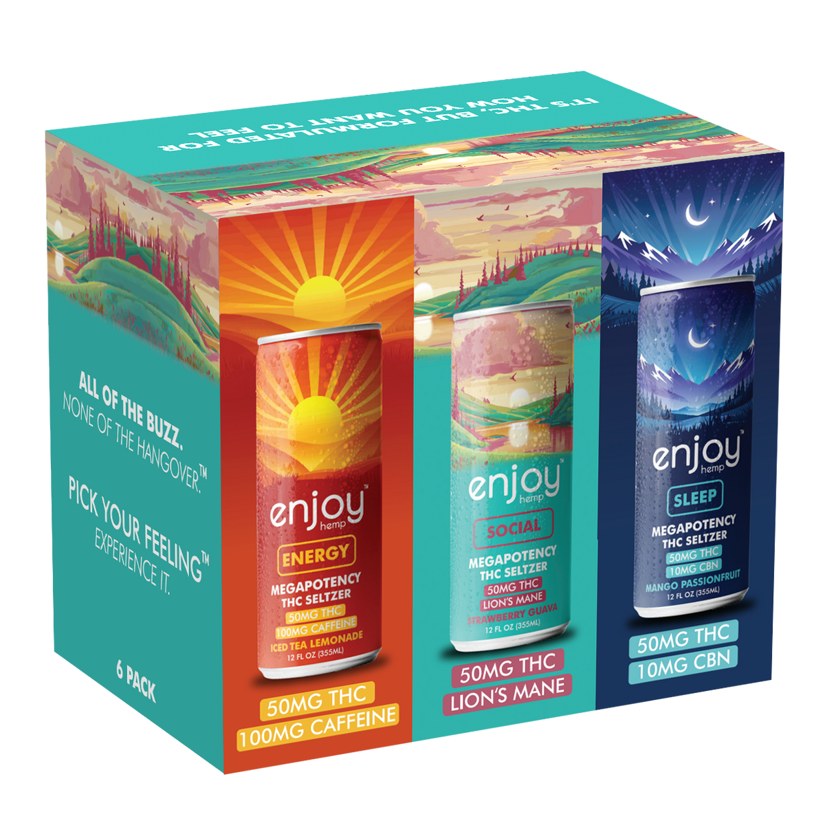 Enjoy Hemp 50mg THC Seltzer Functional Variety Pack — Energy, Social, Sleep