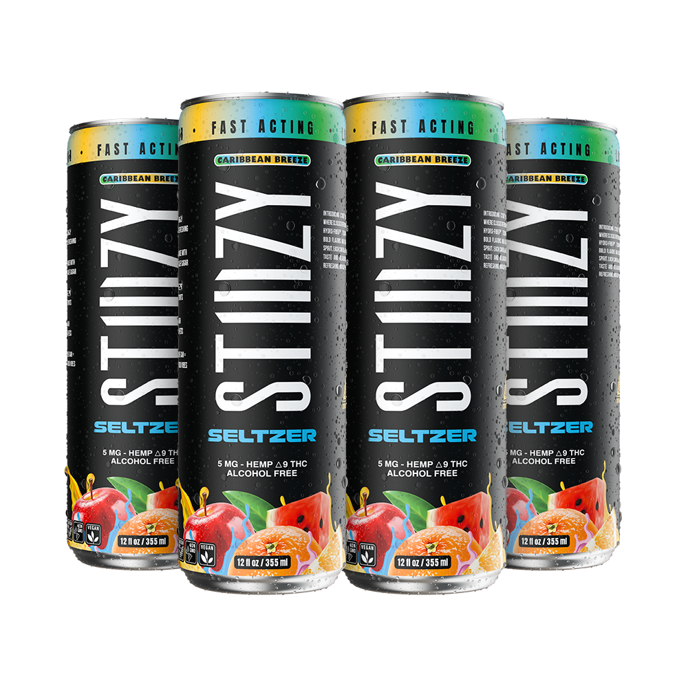 STIIIZY Caribbean Breeze THC Seltzer 4-pack, 12 oz cans with 5mg hemp-derived Delta-9 THC