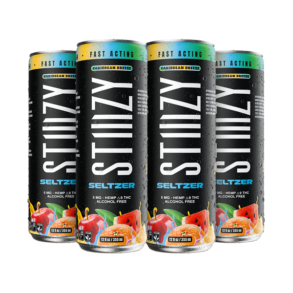 STIIIZY Caribbean Breeze THC Seltzer 4-pack, 12 oz cans with 5mg hemp-derived Delta-9 THC