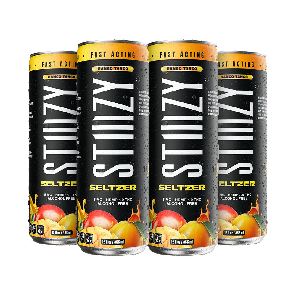 STIIIZY Mango Tango THC Seltzer 4-pack, 12 oz cans with 5mg hemp-derived Delta-9 THC