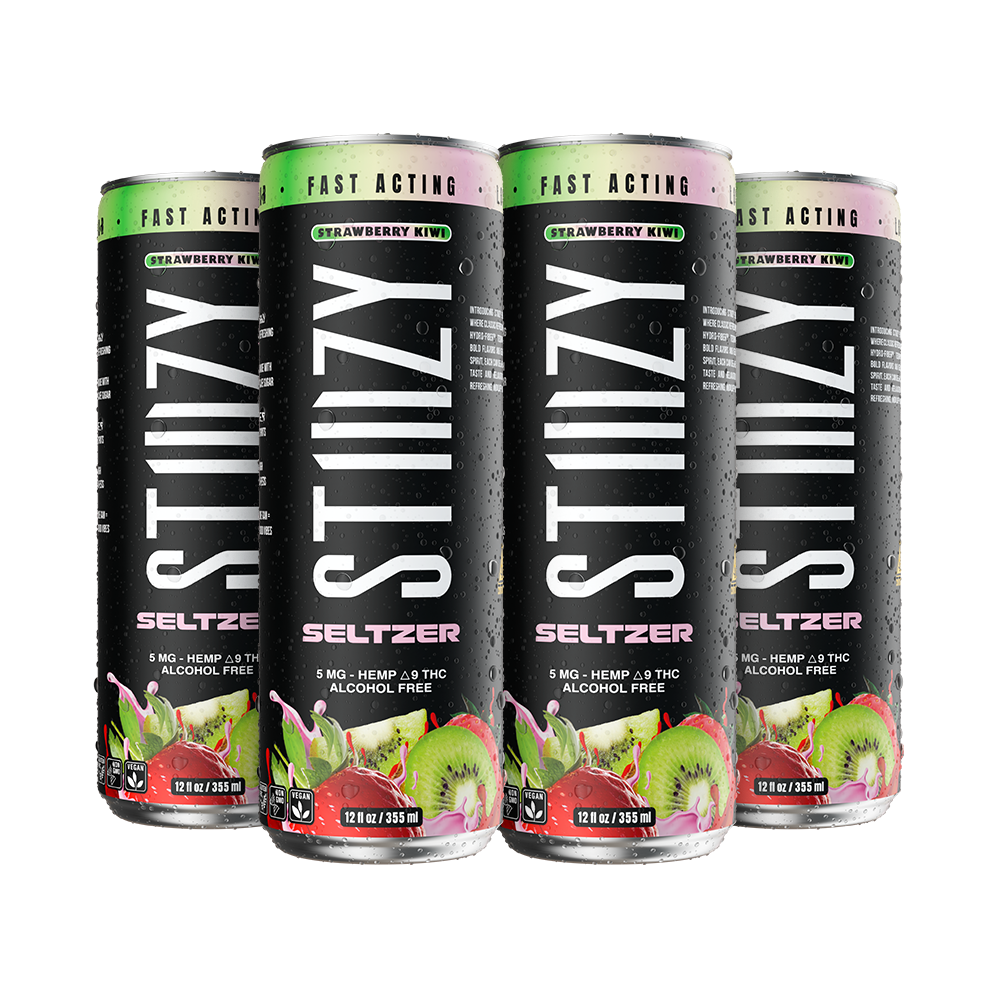 STIIIZY Strawberry Kiwi THC Seltzer 4-pack, 12 oz cans with 5mg hemp-derived Delta-9 THC