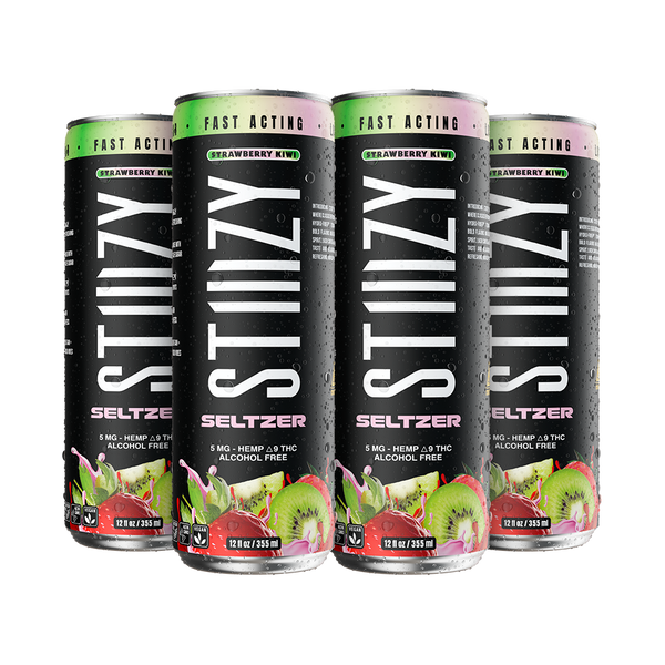 STIIIZY Strawberry Kiwi THC Seltzer 4-pack, 12 oz cans with 5mg hemp-derived Delta-9 THC