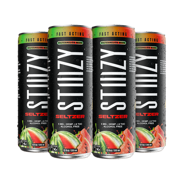 STIIIZY Watermelon Wave THC Seltzer 4-pack, 12 oz cans with 5mg hemp-derived Delta-9 THC