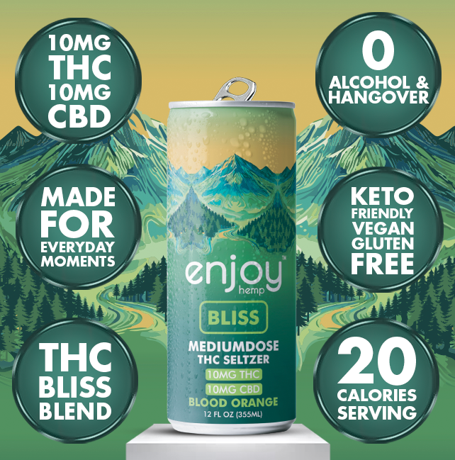 Enjoy Hemp 10mg THC + 10mg CBD Bliss Seltzer — Blood Orange