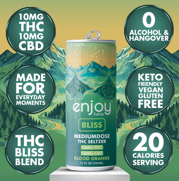 Enjoy Hemp 10mg THC + 10mg CBD Bliss Seltzer — Blood Orange