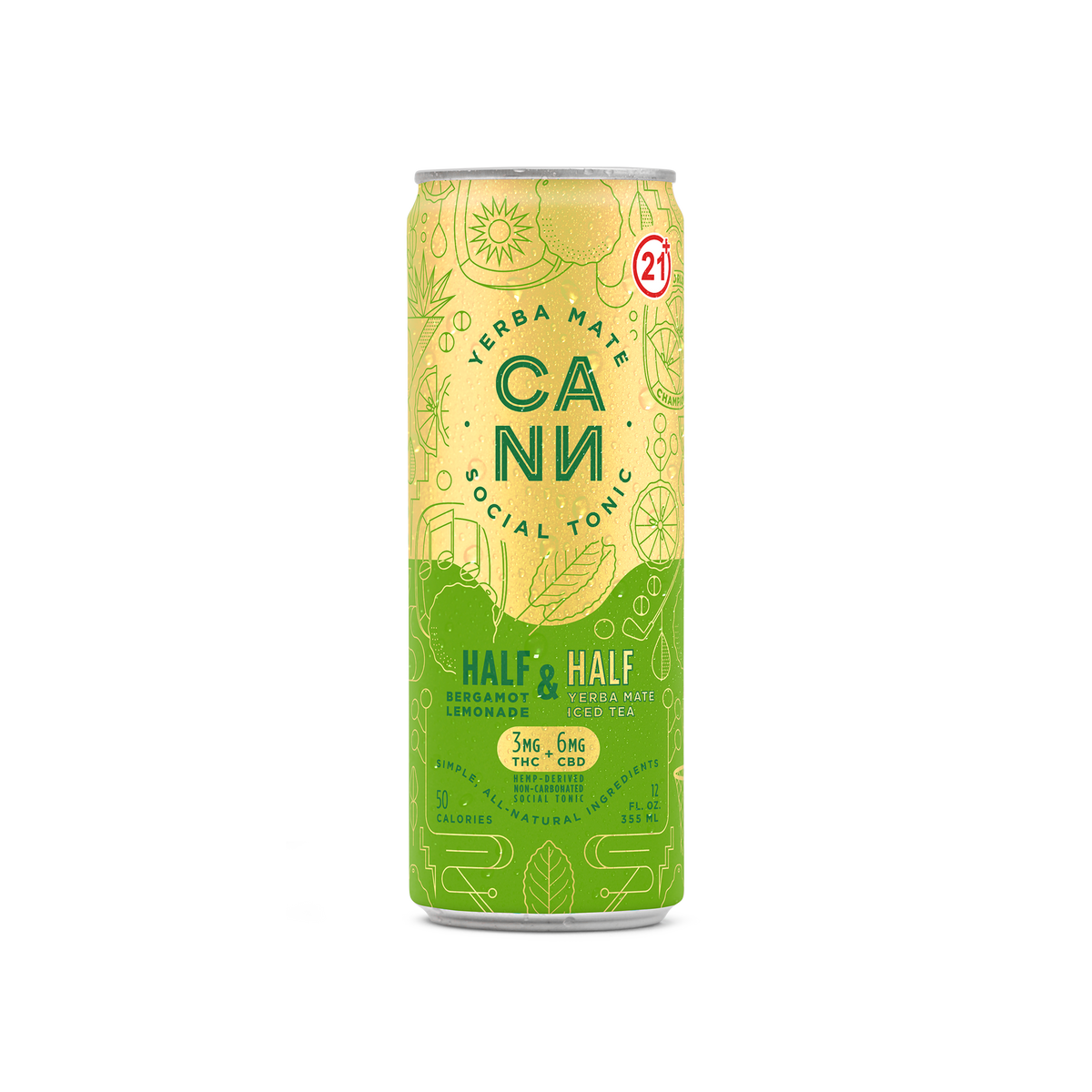 Cann Half & Half 3mg THC 12oz can — bergamot lemonade and yerba mate tea