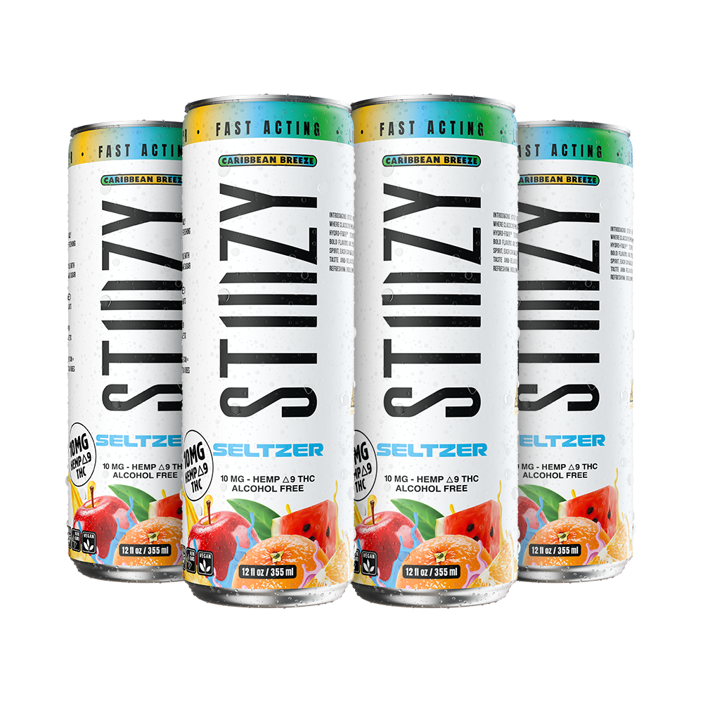 STIIIZY Caribbean Breeze THC Seltzer 4-pack, 12 oz cans with 10mg hemp-derived Delta-9 THC