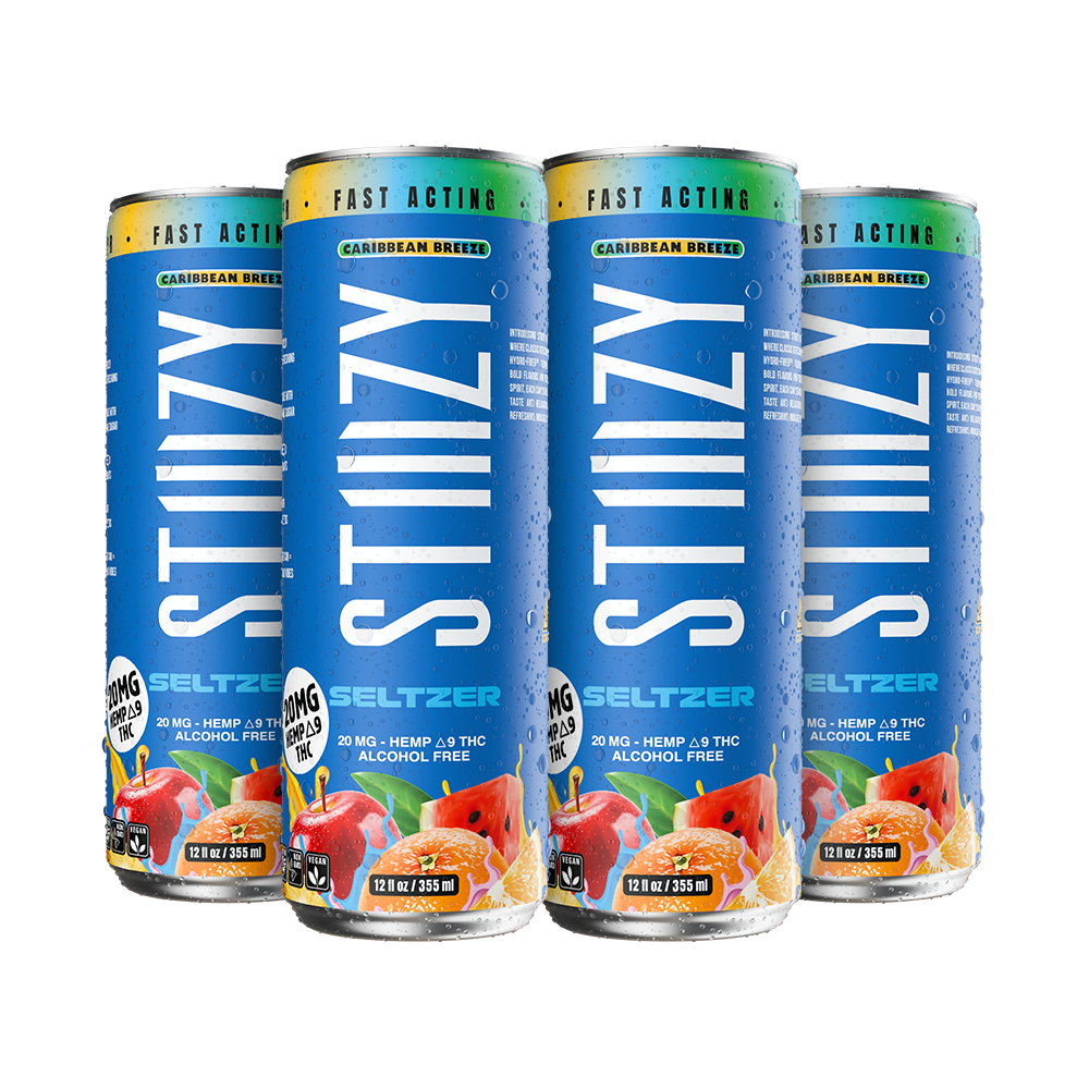STIIIZY Caribbean Breeze THC Seltzer 4-pack, 12 oz cans with 20mg hemp-derived Delta-9 THC