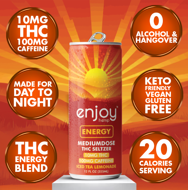 Enjoy Hemp 10mg THC + 100mg Caffeine Energy Seltzer — Iced Tea Lemonade