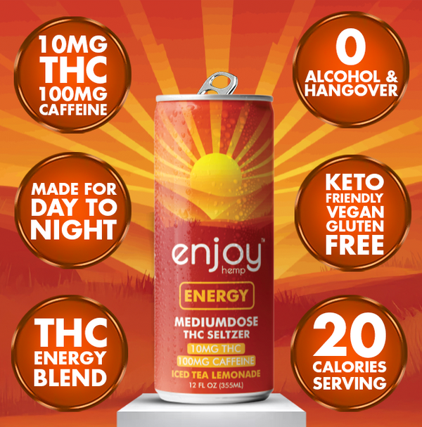 Enjoy Hemp 10mg THC + 100mg Caffeine Energy Seltzer — Iced Tea Lemonade