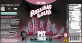 Cheech & Chong × Rolling Loud Pit Punch Fruit Punch THC Soda 12 oz can label with Nutrition Facts panel, ingredients and THC warning