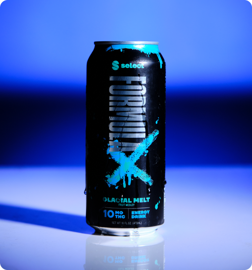 Select FormulaX Glacial Melt 10mg THC hemp energy drink 16 oz can with 50mg caffeine