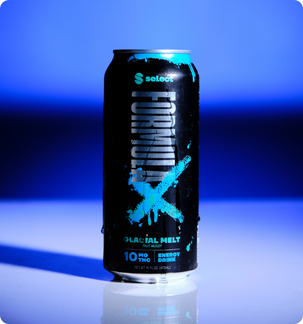 Select FormulaX Glacial Melt 10mg THC hemp energy drink 16 oz can with 50mg caffeine