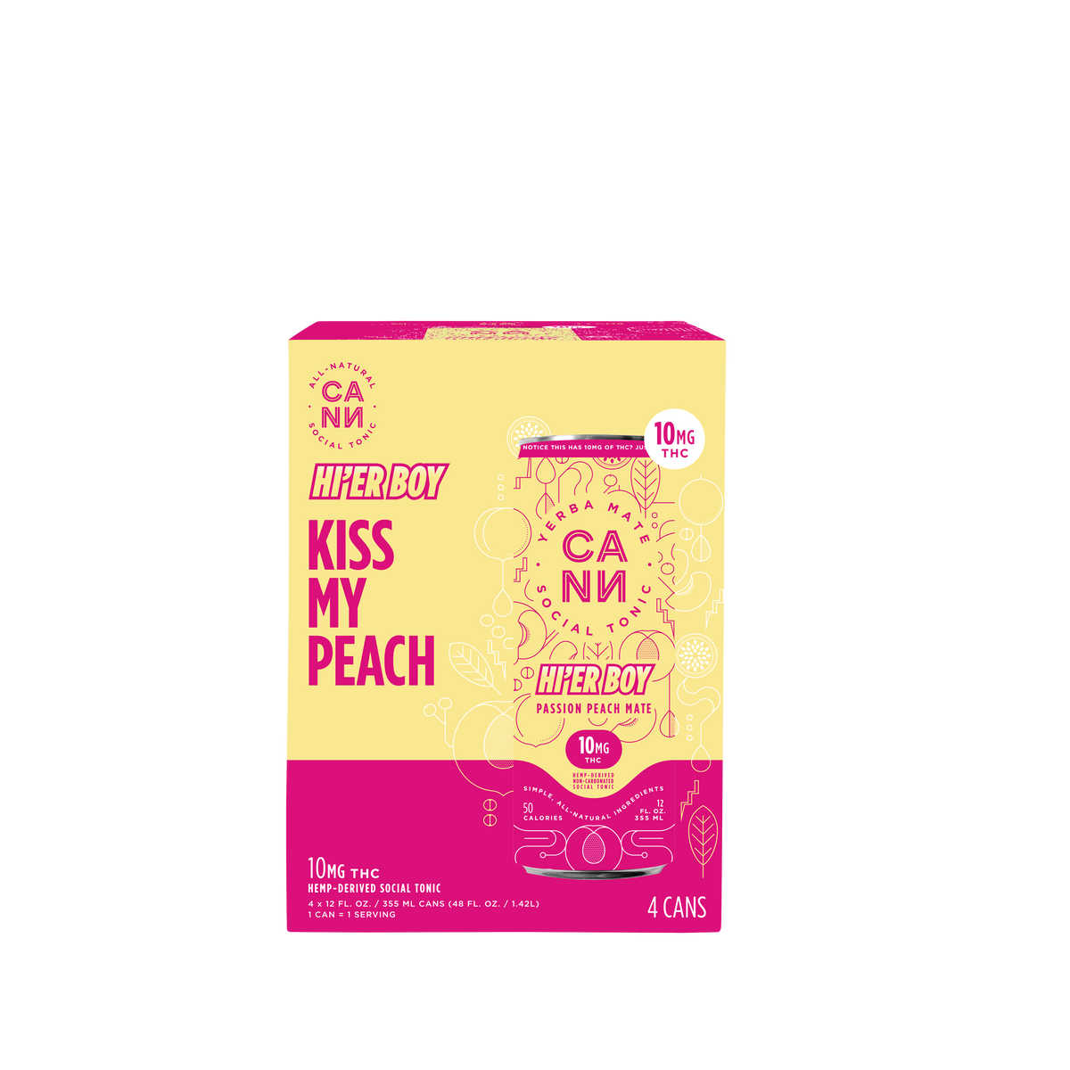 Cann Passion Peach Mate 10mg THC social tonic, 24-can case
