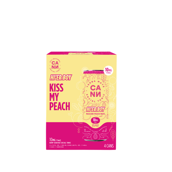 Cann Passion Peach Mate 10mg THC social tonic, 24-can case