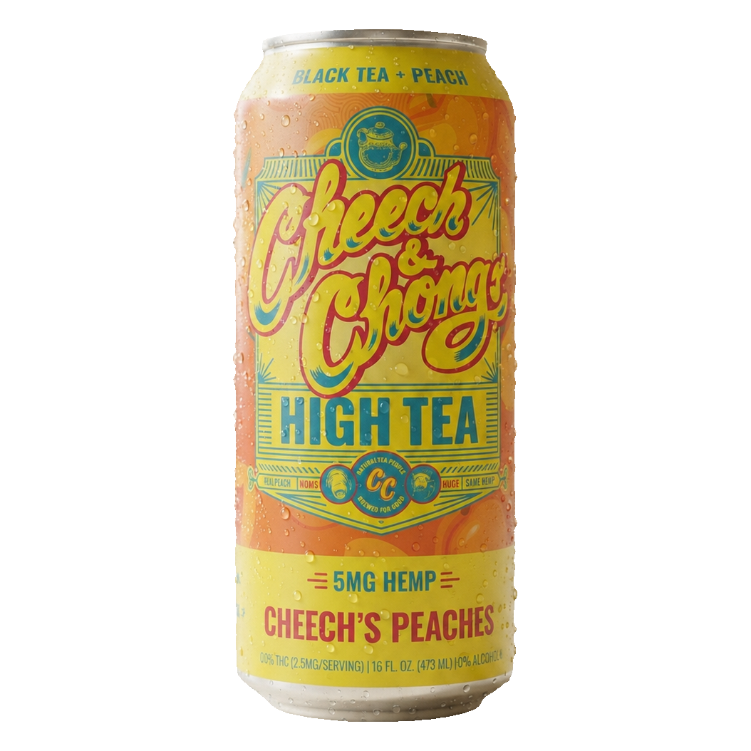 Cheech & Chong High Tea Cheech's Peaches THC Iced Tea 4-pack, 16 fl oz (475 mL) cans with 5mg hemp-derived Delta-9 THC
