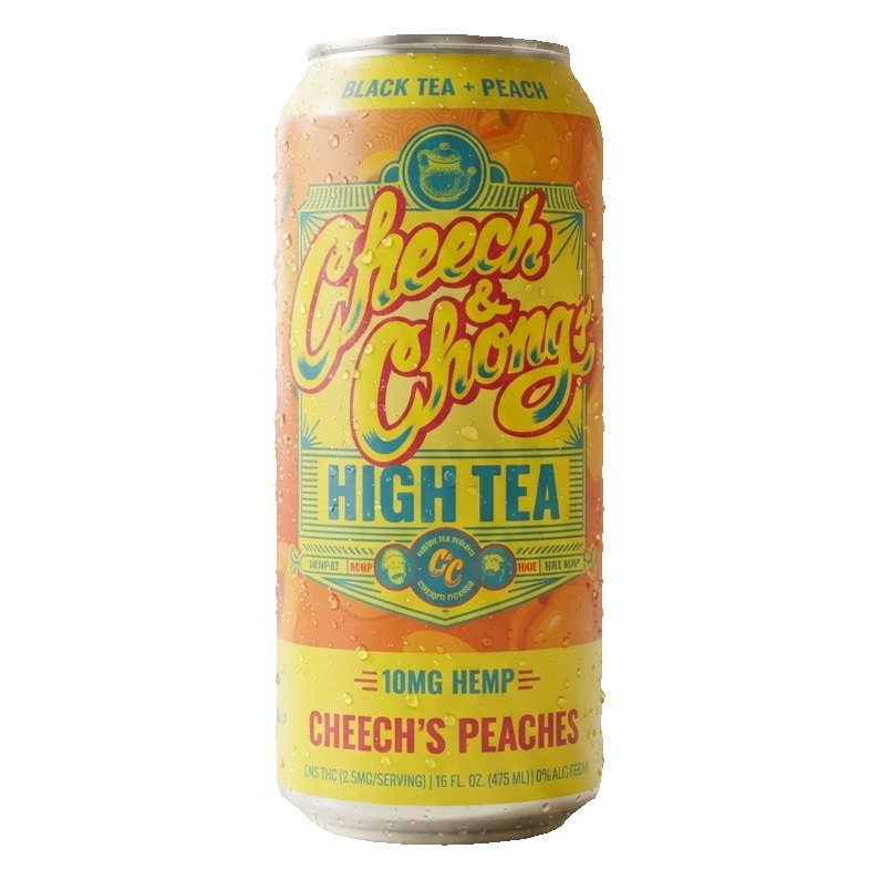 Cheech & Chong High Tea Cheech's Peaches THC Iced Tea 4-pack, 16 fl oz (475 mL) cans with 10mg hemp-derived Delta-9 THC