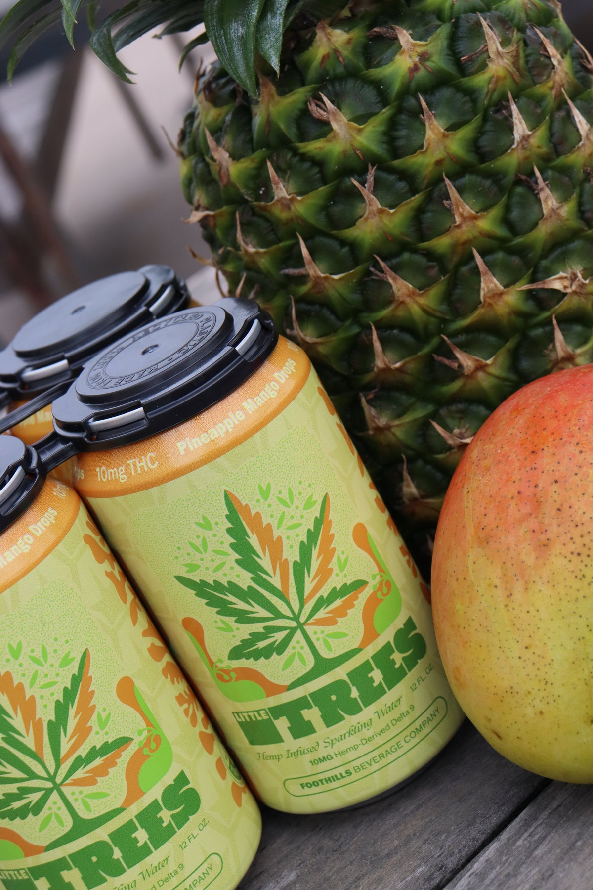 Little Trees Pineapple Mango Drops hemp-derived THC sparkling water 4-pack, 10mg Delta-9 per can