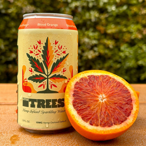 Little Trees Blood Orange hemp-derived THC sparkling water 4-pack, 10mg Delta-9 per can