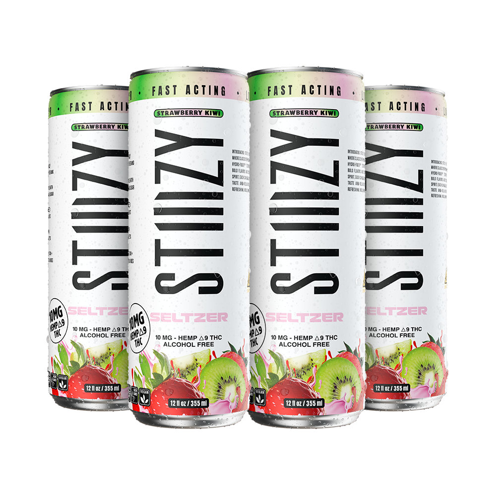 STIIIZY Strawberry Kiwi THC Seltzer 4-pack, 12 oz cans with 10mg hemp-derived Delta-9 THC