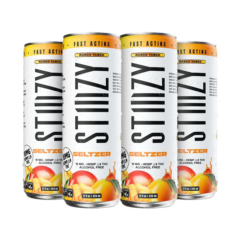 STIIIZY Mango Tango THC Seltzer 4-pack, 12 oz cans with 10mg hemp-derived Delta-9 THC