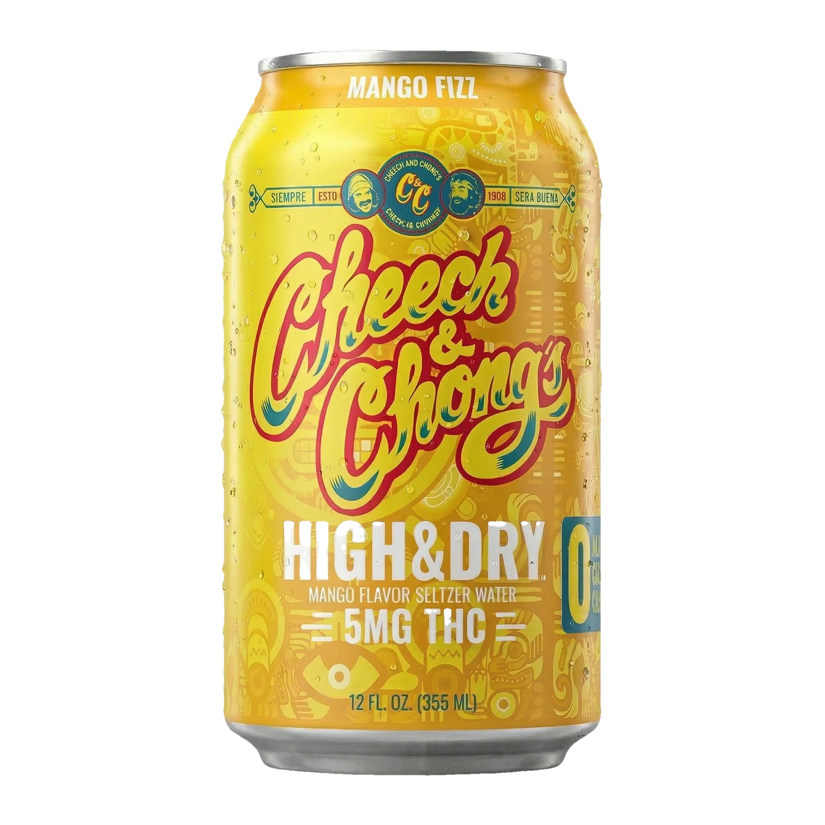 Cheech & Chong High & Dry Mango Fizz THC Seltzer 6-pack, 12 fl oz (355 mL) cans with 5mg hemp-derived Delta-9 THC