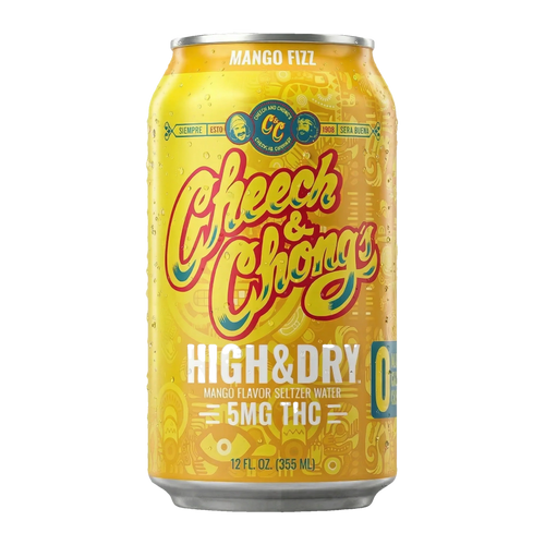 Cheech & Chong High & Dry Mango Fizz THC Seltzer 6-pack, 12 fl oz (355 mL) cans with 5mg hemp-derived Delta-9 THC