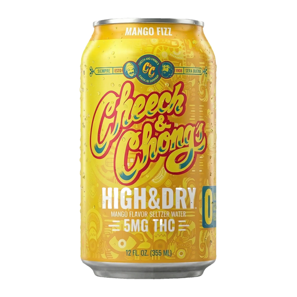 Cheech & Chong High & Dry Mango Fizz THC Seltzer 6-pack, 12 fl oz (355 mL) cans with 5mg hemp-derived Delta-9 THC