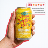 Cheech & Chong High & Dry Mango Fizz THC Seltzer cans with fresh mango fizz ingredients