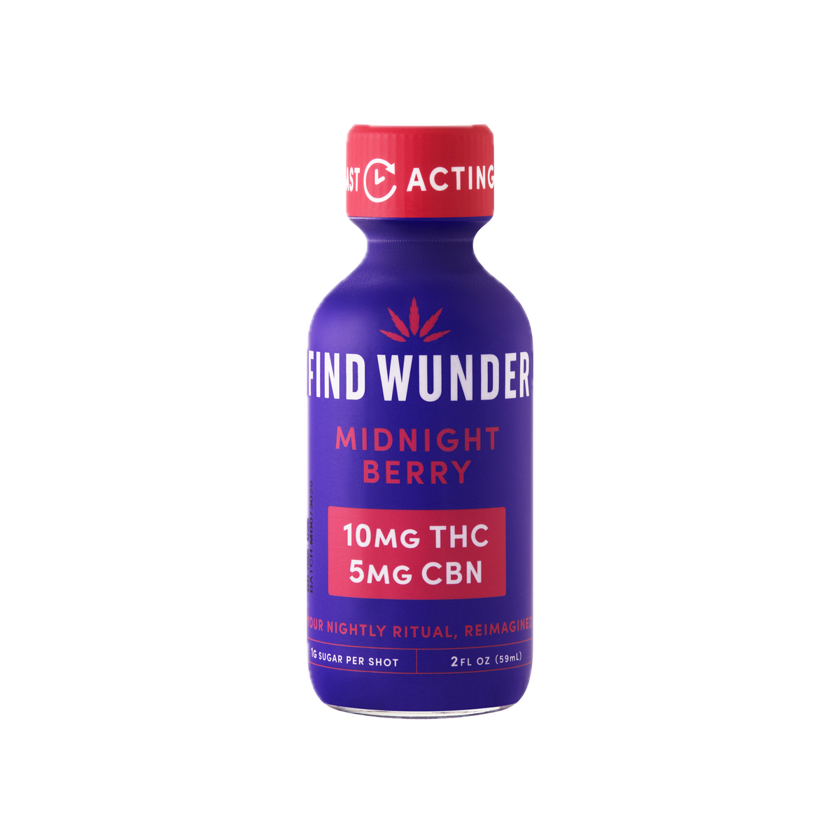 Wunder Midnight Berry 10mg THC shot bottle