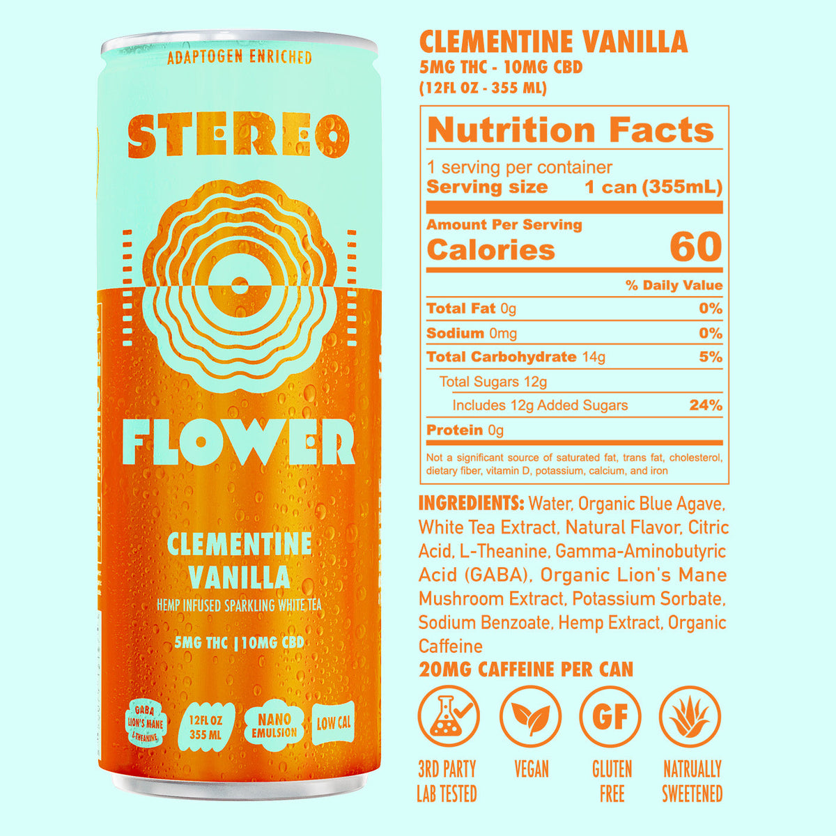 Stereo Flower Clementine Vanilla 5mg nutrition facts and ingredients label