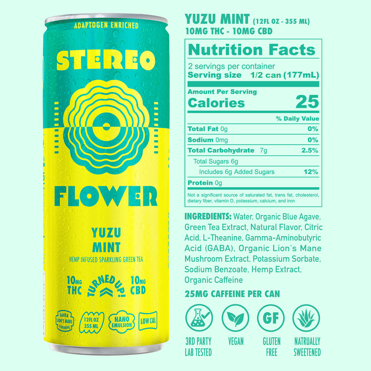 Stereo Flower Yuzu Mint 10mg nutrition facts and ingredients label