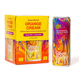 Green Monké Orange Cream THC soda 4-pack box and can on white