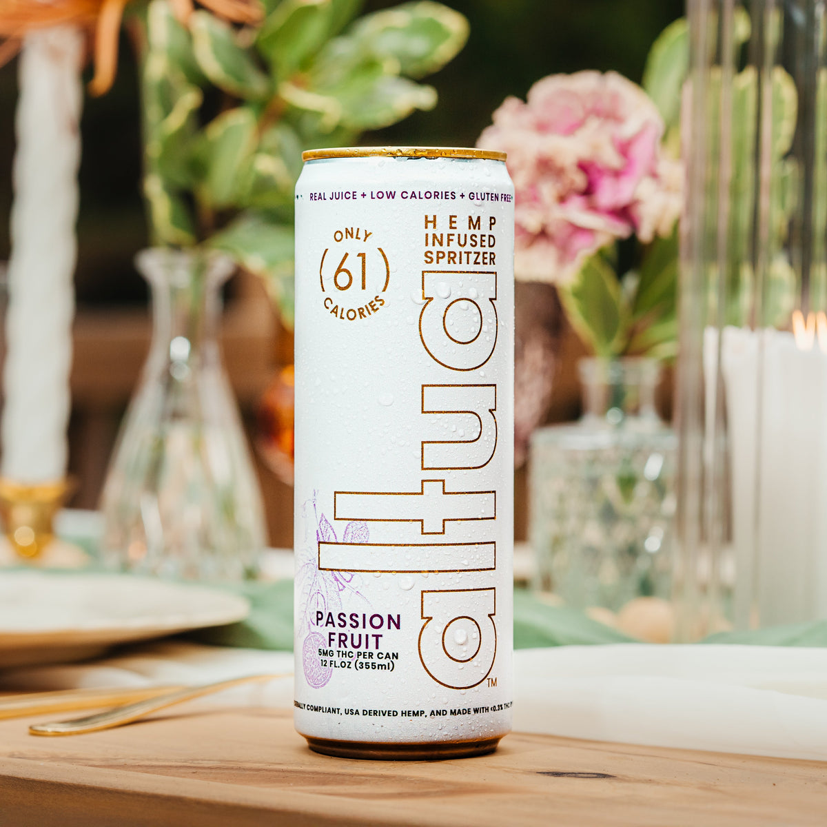Altua Passion Fruit 5mg THC hemp-infused spritzer can