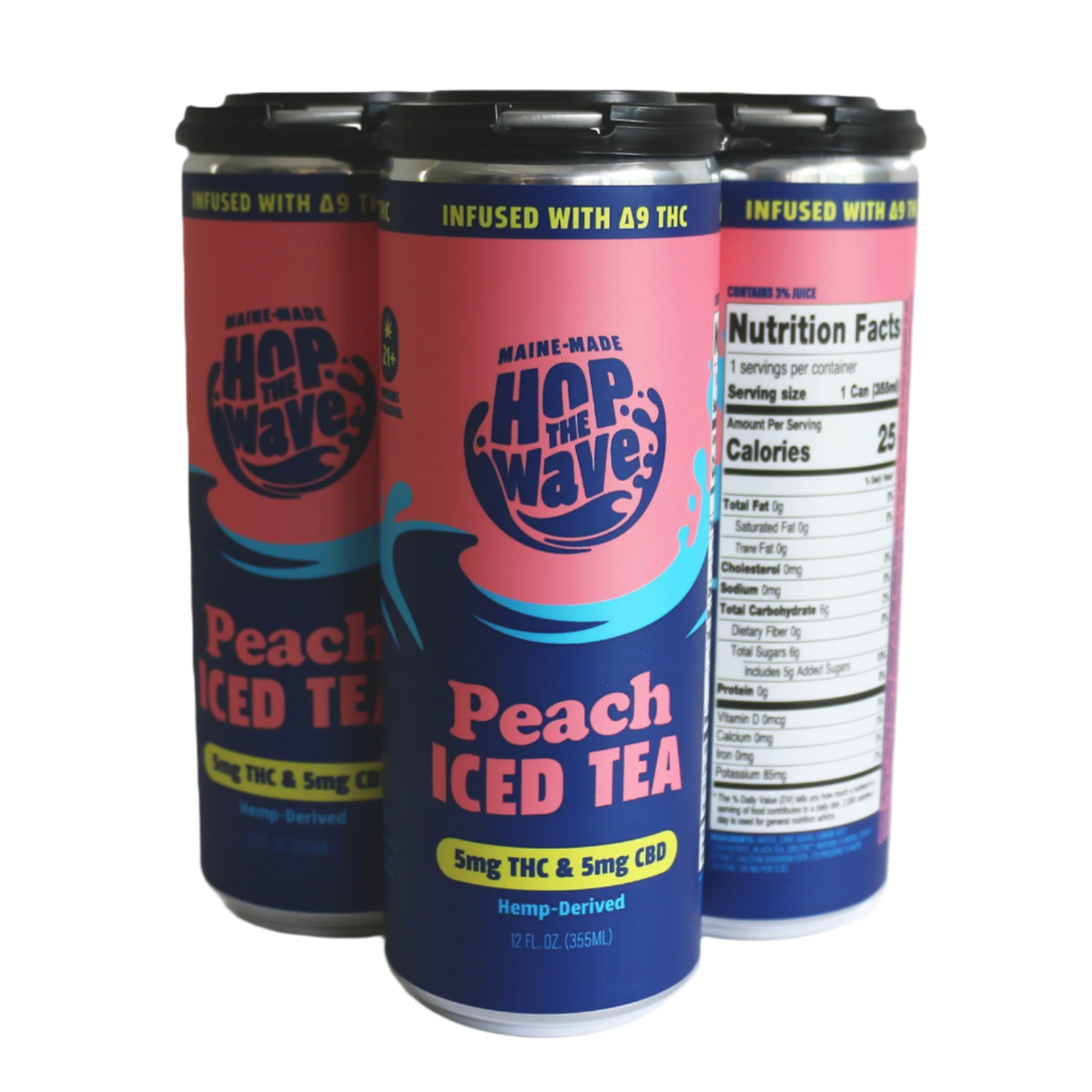 Hop the Wave Peach THC Iced Tea — 10mg Hemp THC Iced Tea