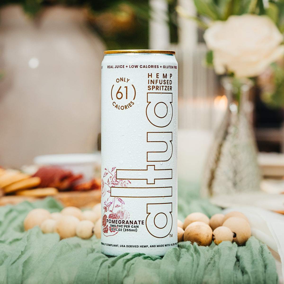 Altua Pomegranate 5mg THC hemp-infused spritzer can