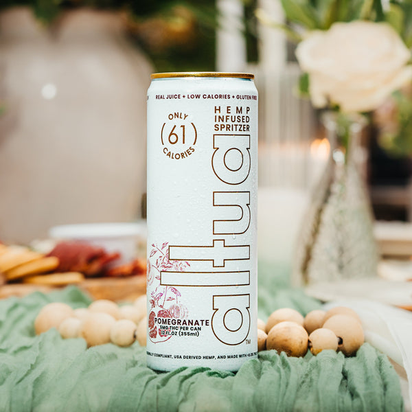 Altua Pomegranate 5mg THC hemp-infused spritzer can
