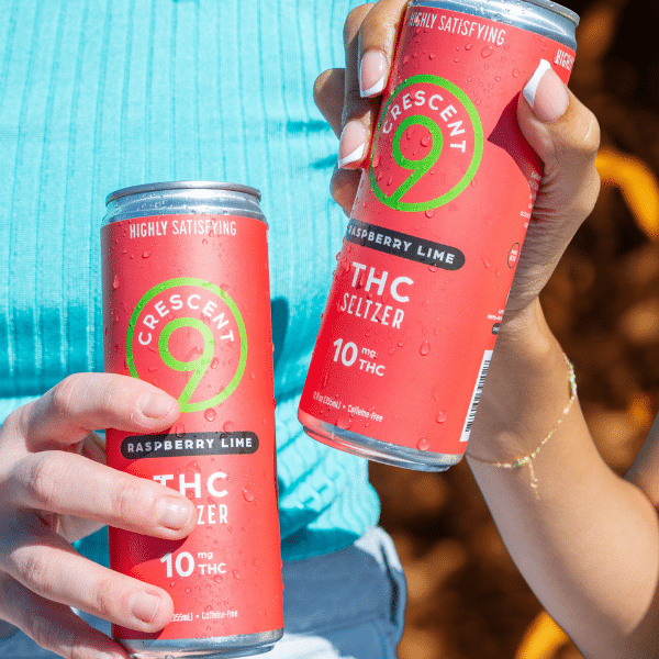 Crescent Canna Crescent 9 Raspberry Lime 10mg THC seltzer can, 24-can case
